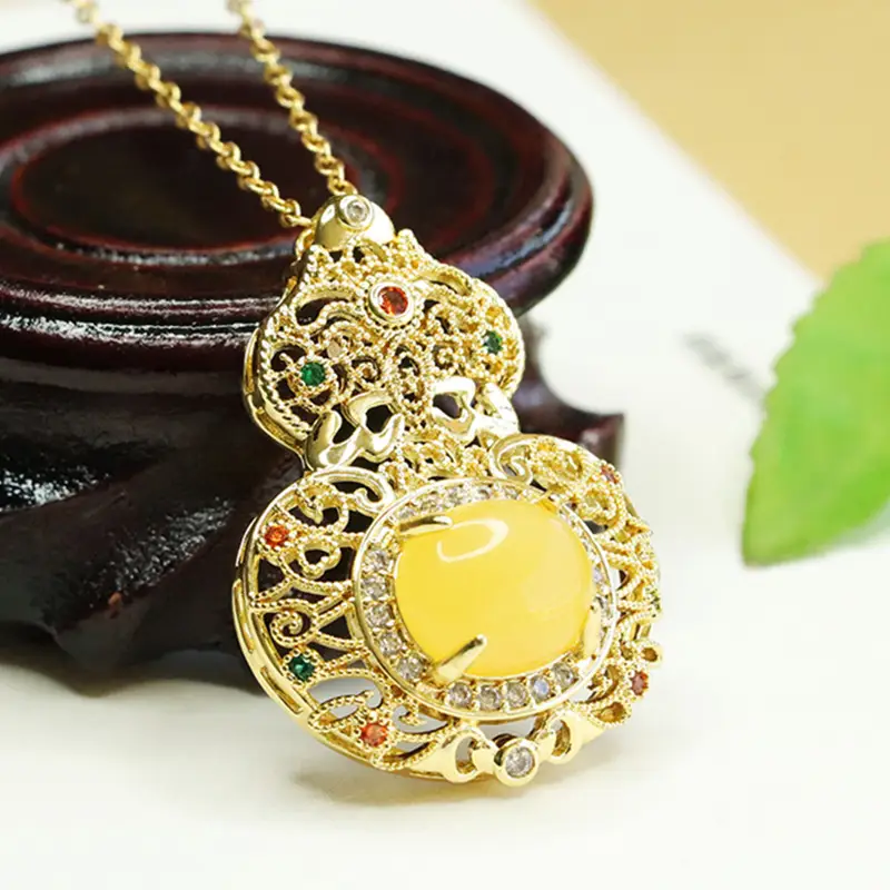 Aiyu Yellow Honey Amber Necklace Ethnic Wholesale Dropshipping — feature 9