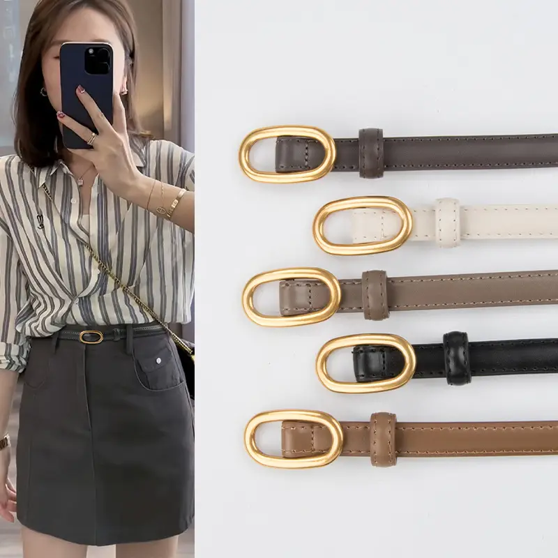 Women's Thin Brown Genuine Leather Belt 2023