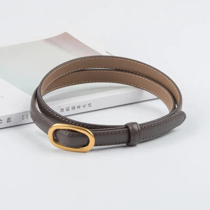Women's Thin Brown Genuine Leather Belt 2023
