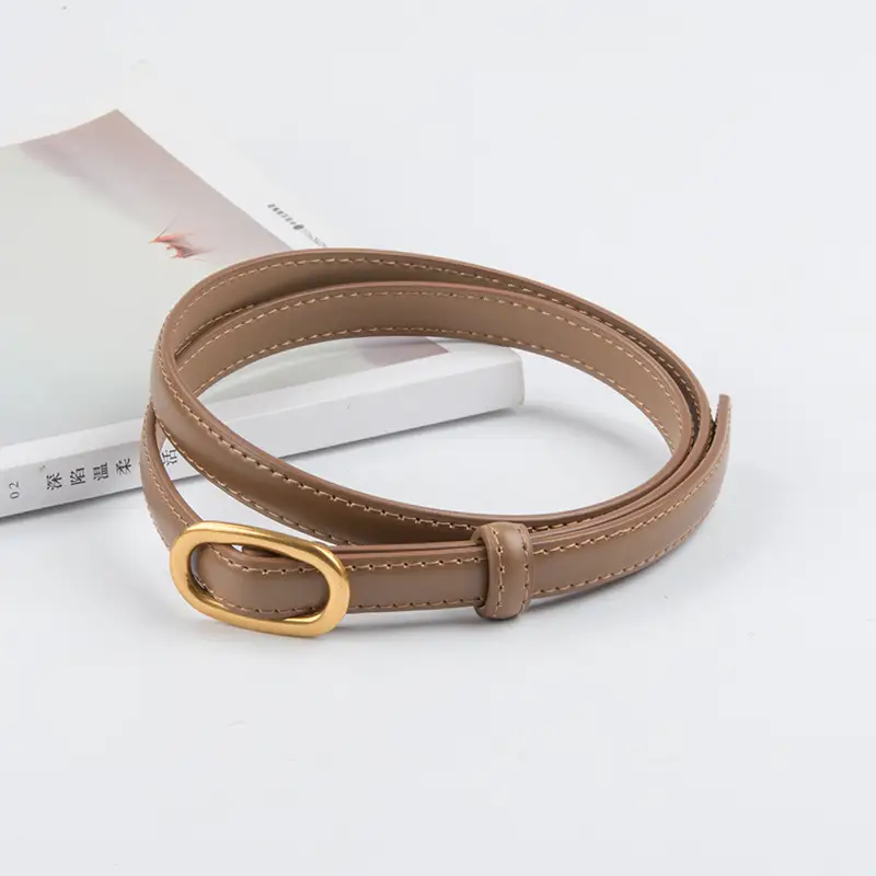 Women's Thin Brown Genuine Leather Belt 2023