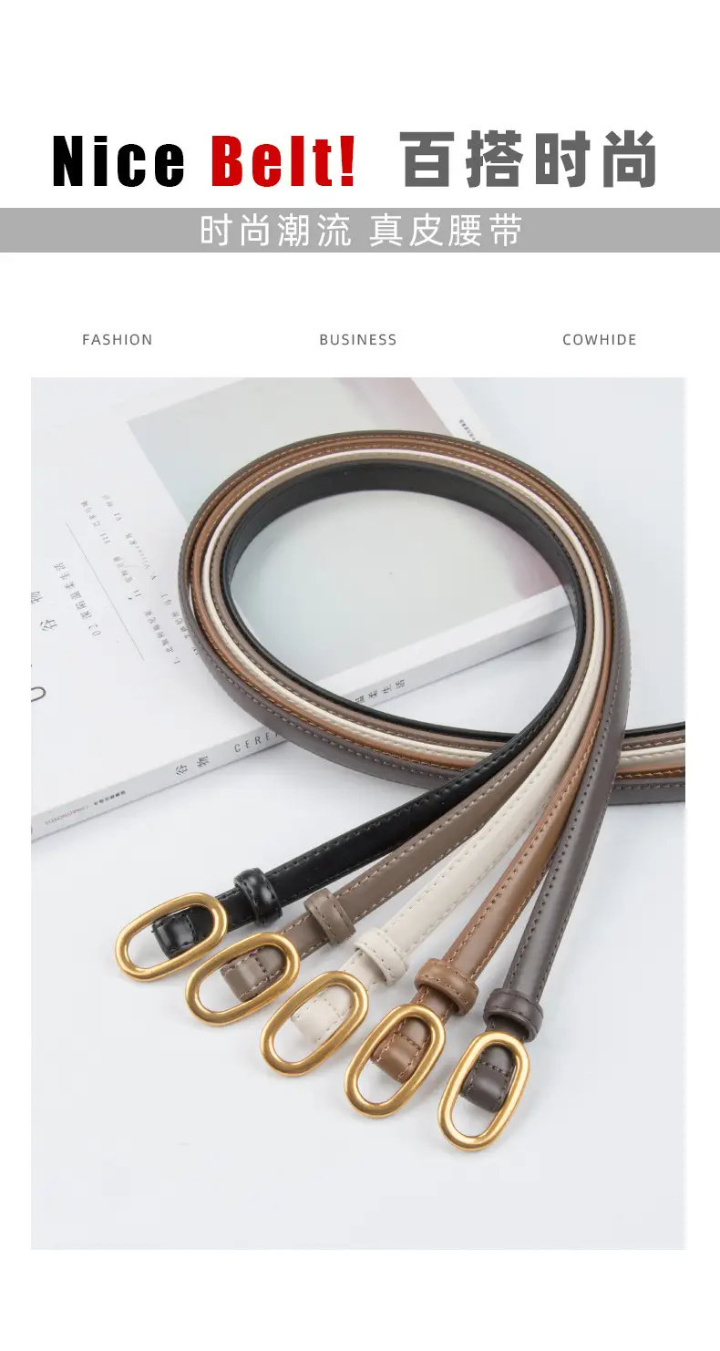 Women's Thin Brown Genuine Leather Belt 2023 — feature 3