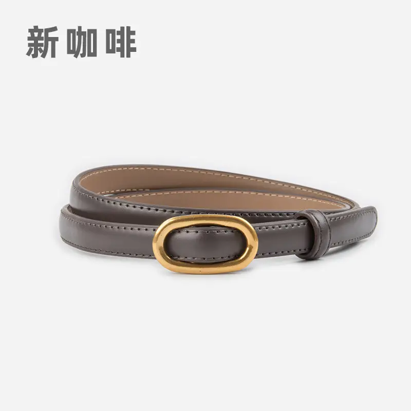 Women's Thin Brown Genuine Leather Belt 2023