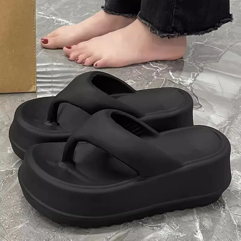 Squishy and Bouncy Feeling Sandals for Women in Summer Internet Celebrity 2023 New Heightening Thick-Soled Flip-Flops for Beach Non-Slip Outer Wear - Image 5