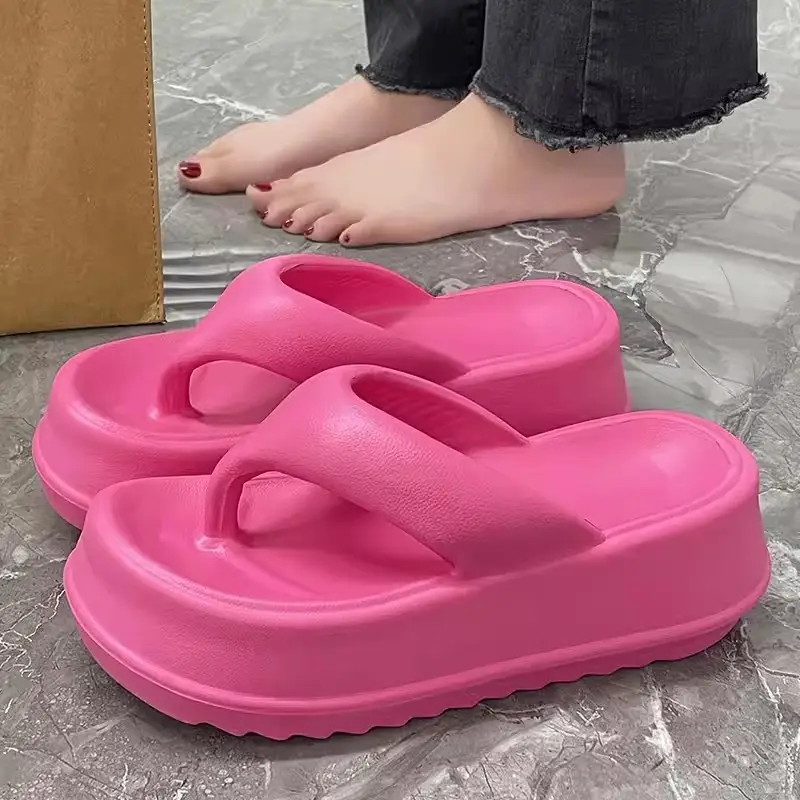 Squishy and Bouncy Feeling Sandals for Women in Summer Internet Celebrity 2023 New Heightening Thick-Soled Flip-Flops for Beach Non-Slip Outer Wear - Image 7
