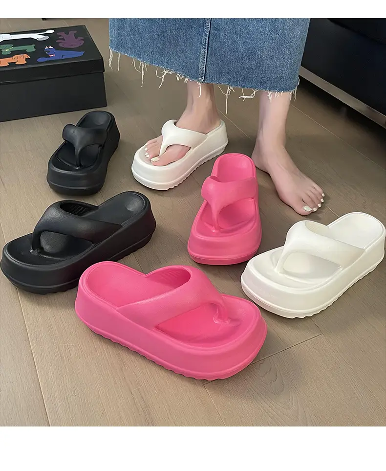 Squishy and Bouncy Feeling Sandals for Women in Summer Internet Celebrity 2023 New Heightening Thick-Soled Flip-Flops for Beach Non-Slip Outer Wear — feature 11