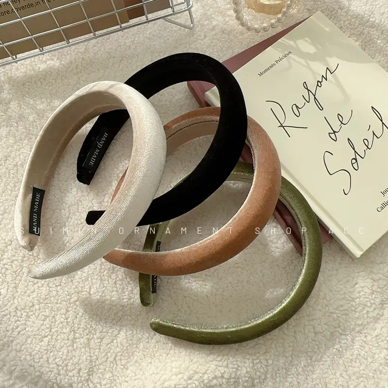 Velvet Skull Top Headbands for Women Black Green White