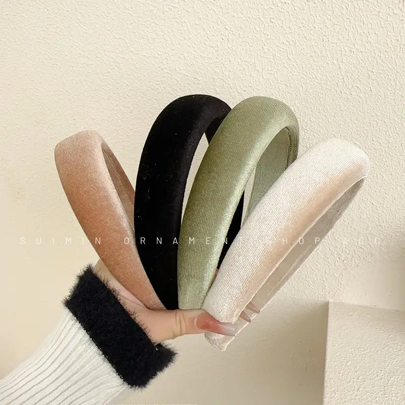 Velvet Skull Top Headbands for Women Black Green White