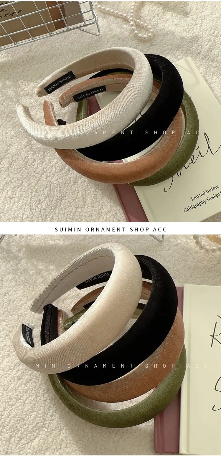 Velvet Skull Top Headbands for Women Black Green White — feature 4