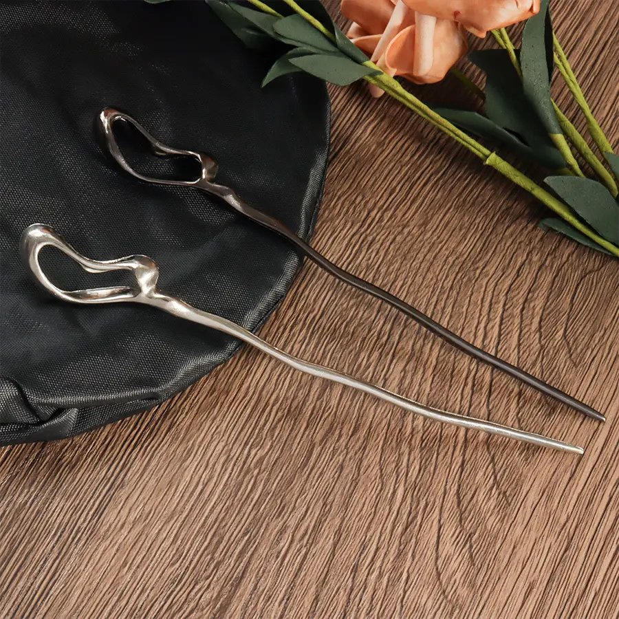 Minimalist Hairpin with Ribbon Design, High-End Metal, Wholesale Hanfu Accessories - Image 6