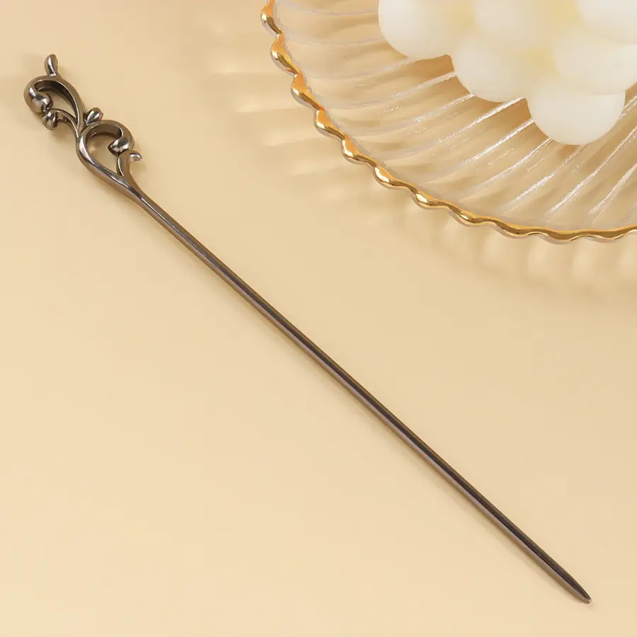 Minimalist Hairpin with Ribbon Design, High-End Metal, Wholesale Hanfu Accessories - Image 7