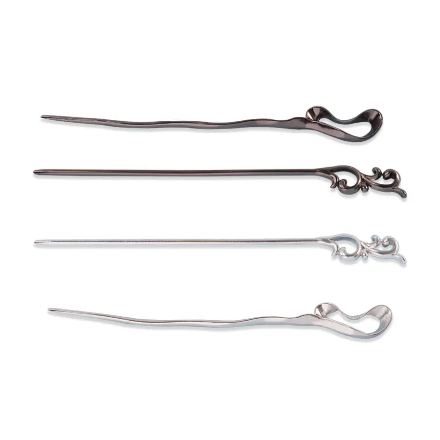 Minimalist Hairpin with Ribbon Design, High-End Metal, Wholesale Hanfu Accessories - Image 9