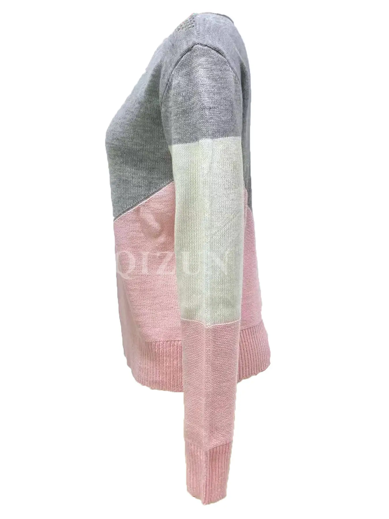 Women Crossbody Sweater Grey Pink Knit Long Sleeve — feature 5