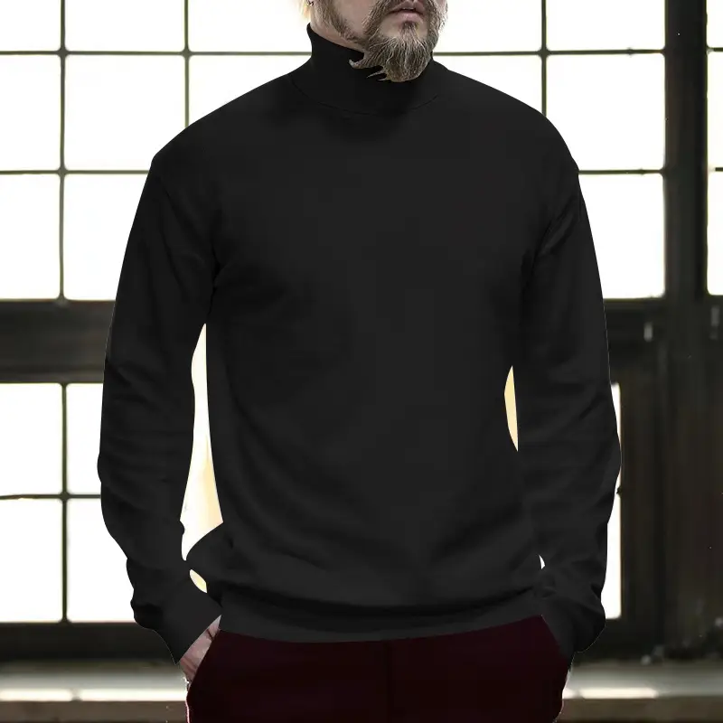 Men's Navy Cotton Turtleneck Sweater 2023 Winter Casual — feature 15