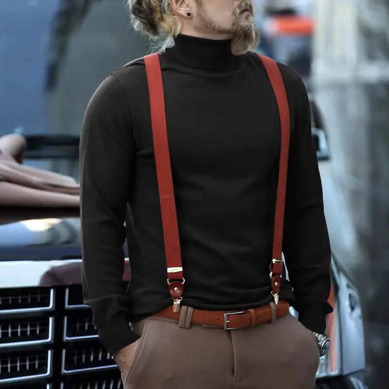 Men's Navy Cotton Turtleneck Sweater 2023 Winter Casual — feature 18