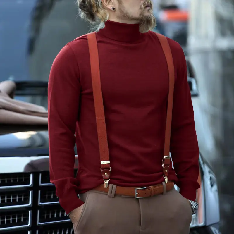 Men's Navy Cotton Turtleneck Sweater 2023 Winter Casual — feature 28