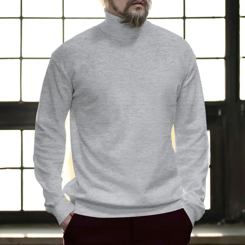 Men's Navy Cotton Turtleneck Sweater 2023 Winter Casual — feature 45