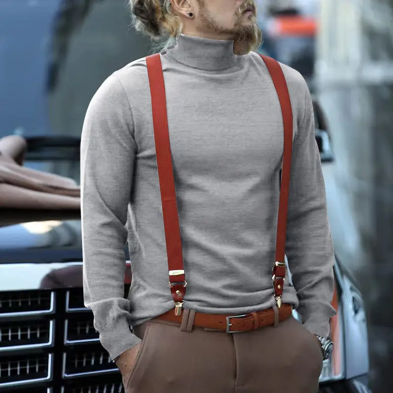 Men's Navy Cotton Turtleneck Sweater 2023 Winter Casual — feature 48