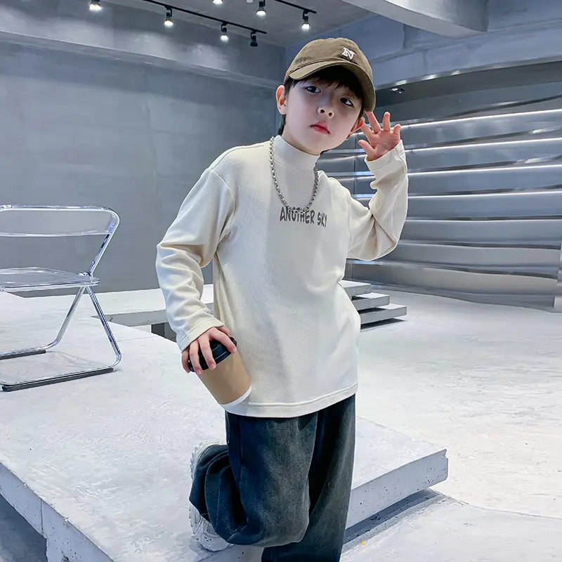 Kids Black Graphic Long Sleeve Winter Shirt - Image 6
