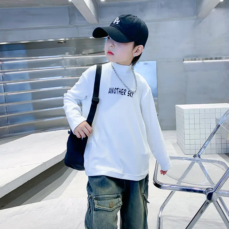 Kids Black Graphic Long Sleeve Winter Shirt - Image 7