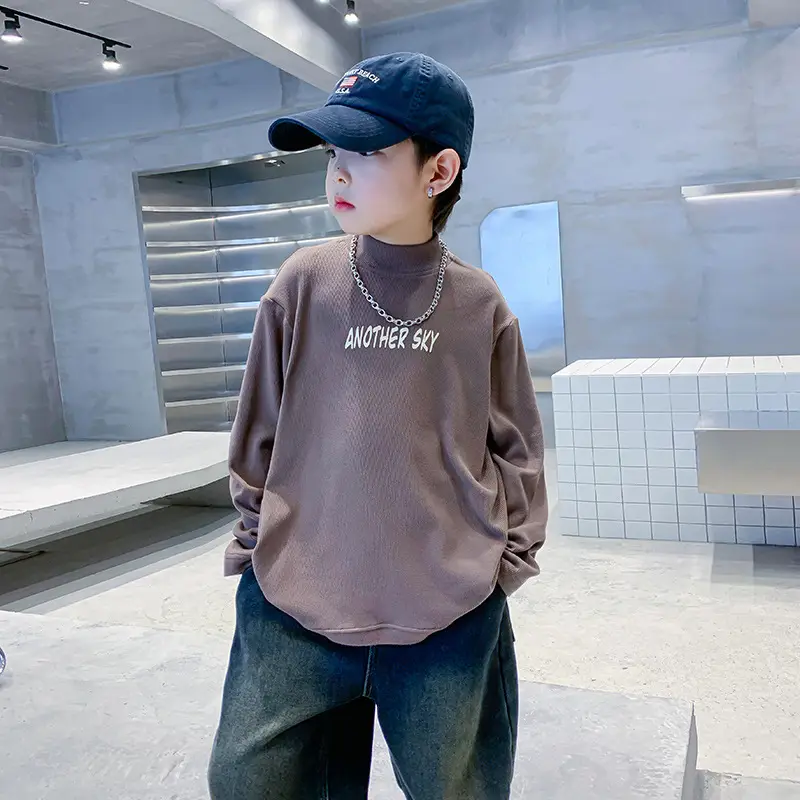 Kids Black Graphic Long Sleeve Winter Shirt - Image 8
