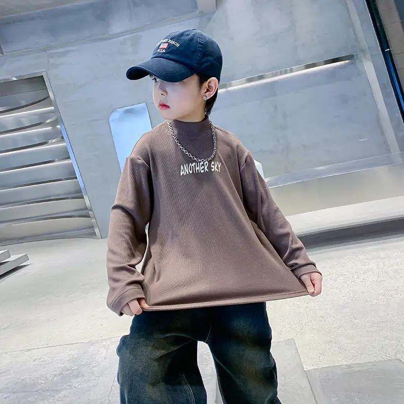 Kids Black Graphic Long Sleeve Winter Shirt - Image 4