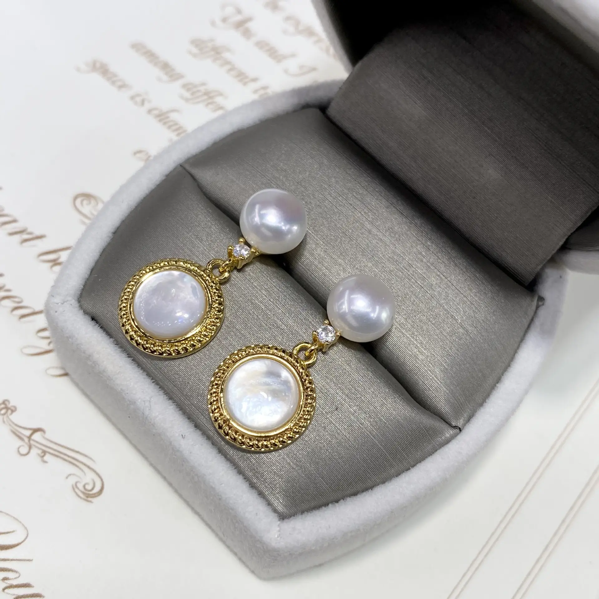 Natural Pearl Earrings Gold Plated Silver - Image 3