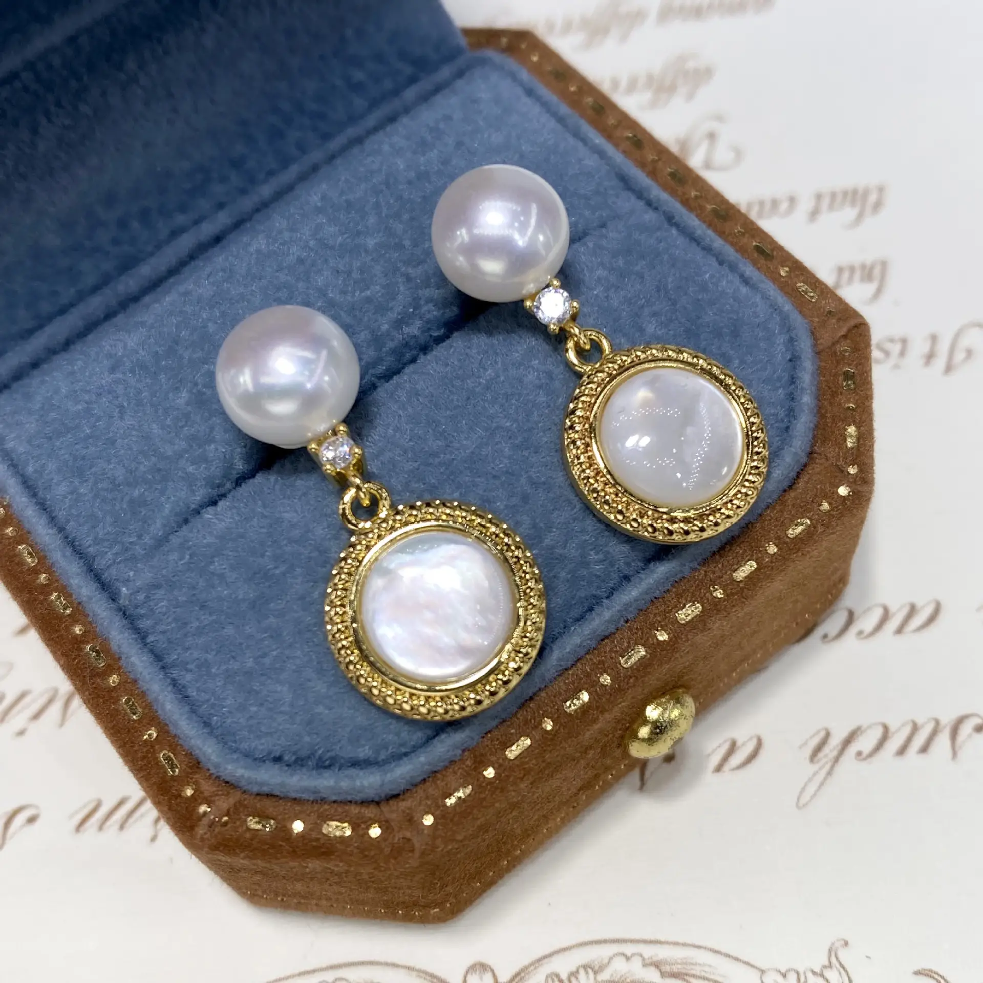 Natural Pearl Earrings Gold Plated Silver - Image 4