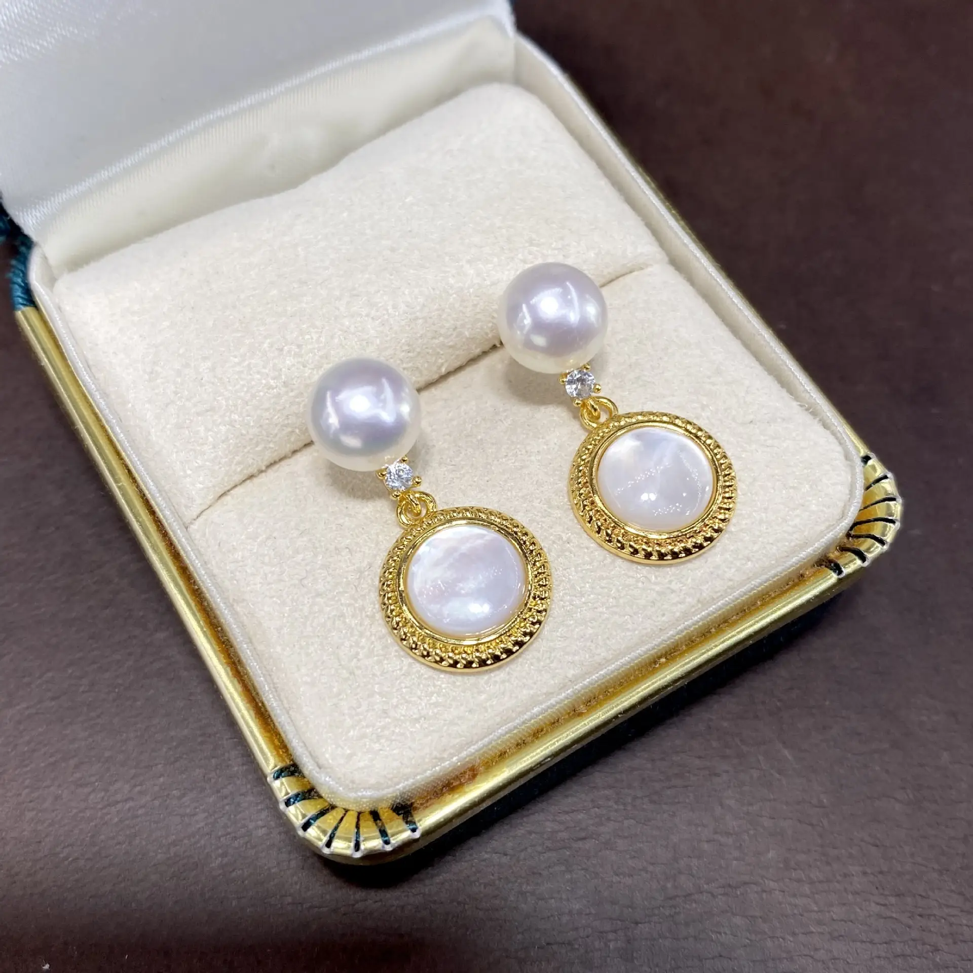 Natural Pearl Earrings Gold Plated Silver - Image 6