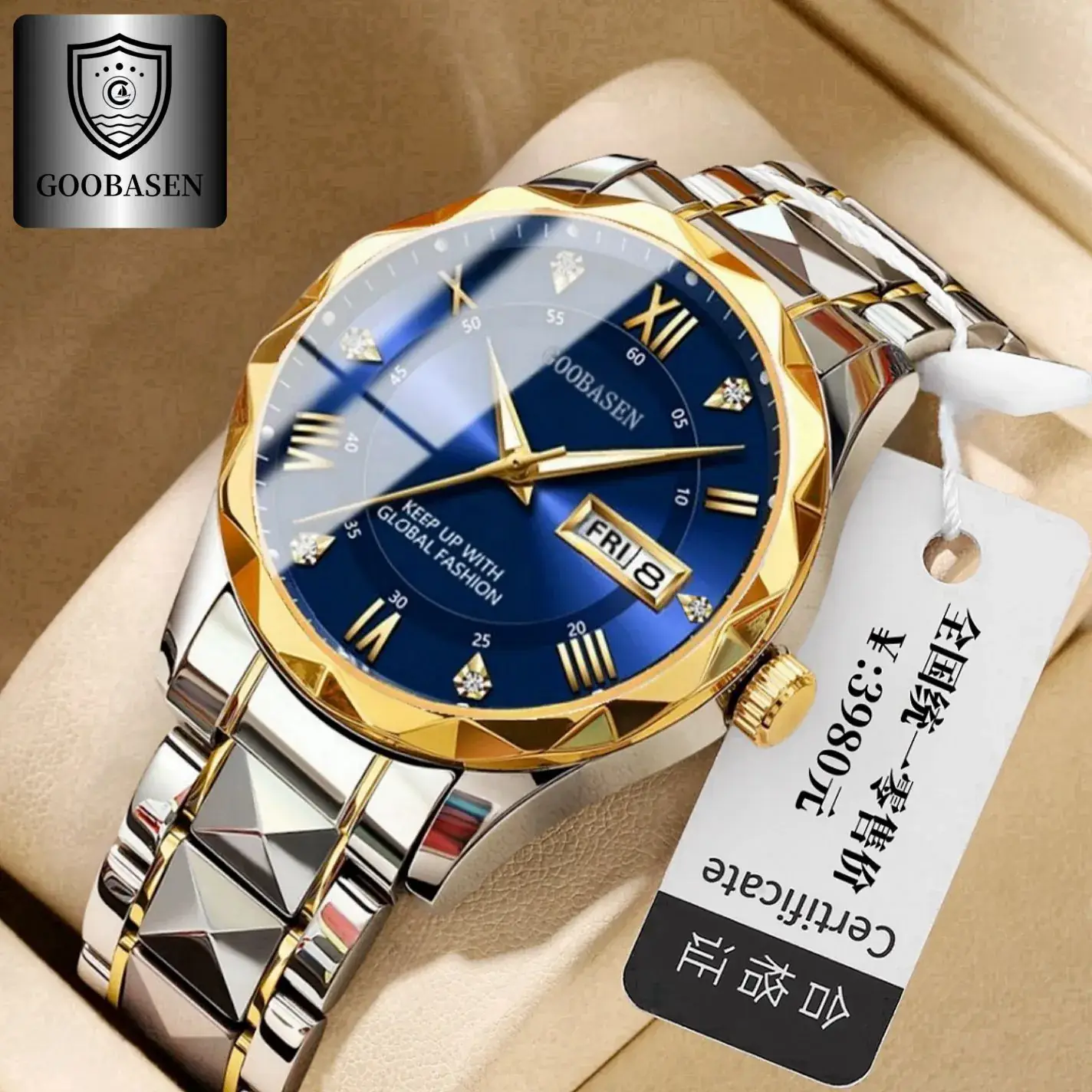 Guberson Men's Quartz Watch with Calendar & Waterproof