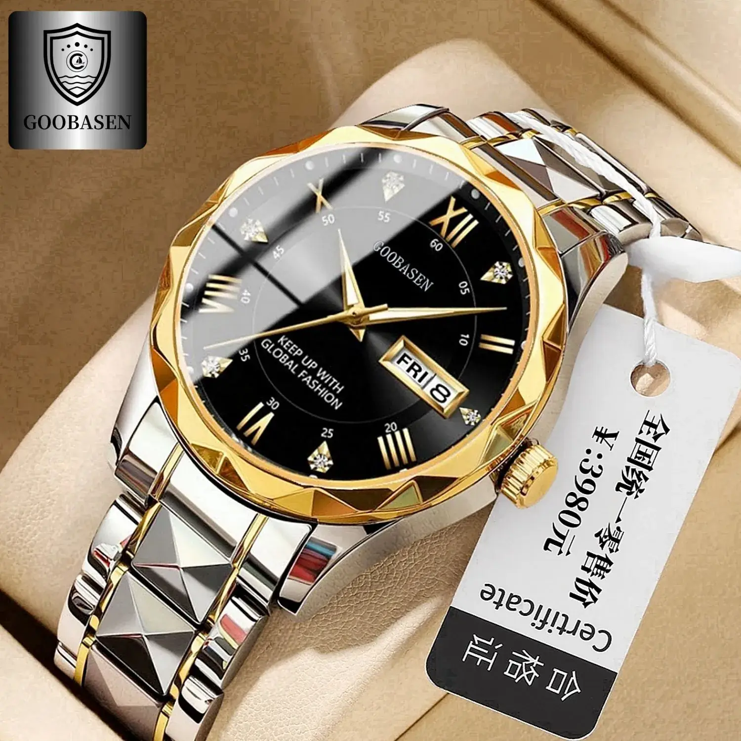 Guberson Men's Quartz Watch with Calendar & Waterproof