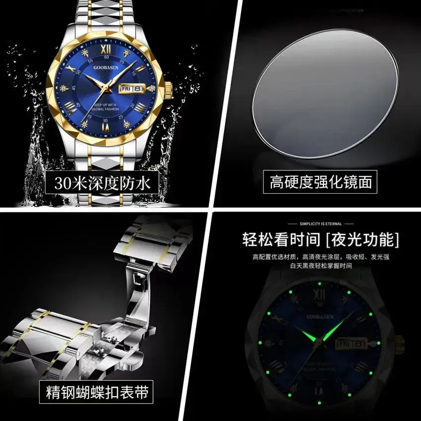 Guberson Men's Quartz Watch with Calendar & Waterproof