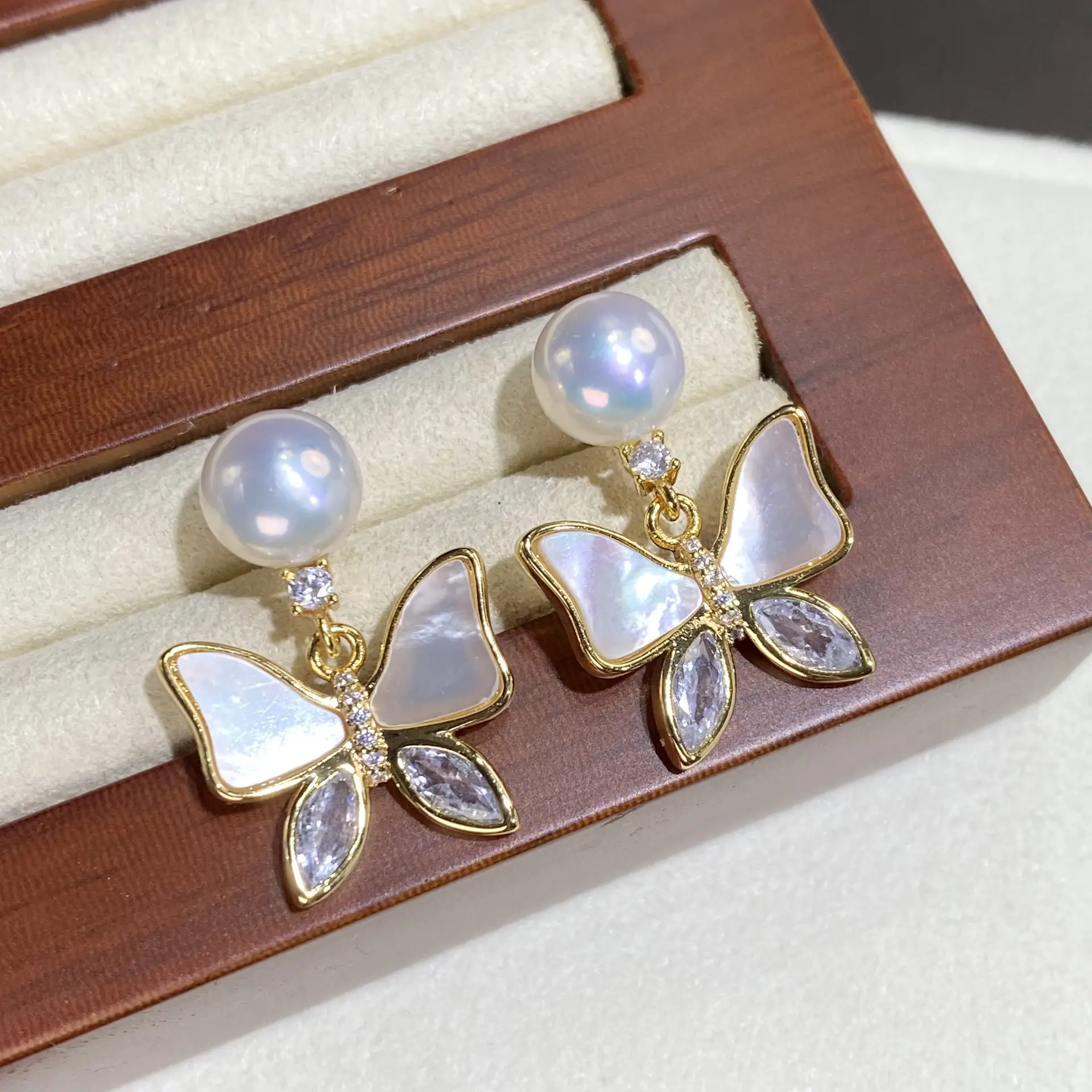 Natural Freshwater Butterfly Earrings for Women - Image 3