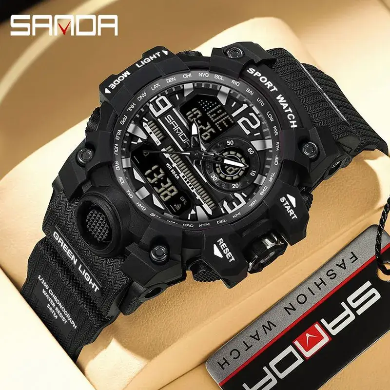 Sanda Sport Watch White Digital Double Display Waterproof - Image 99