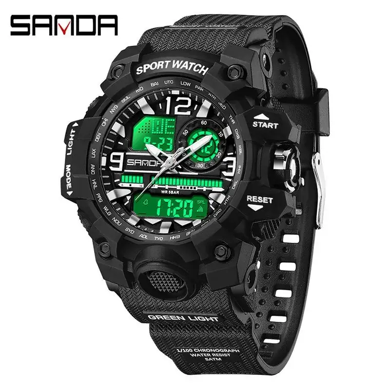 Sanda Sport Watch White Digital Double Display Waterproof - Image 102