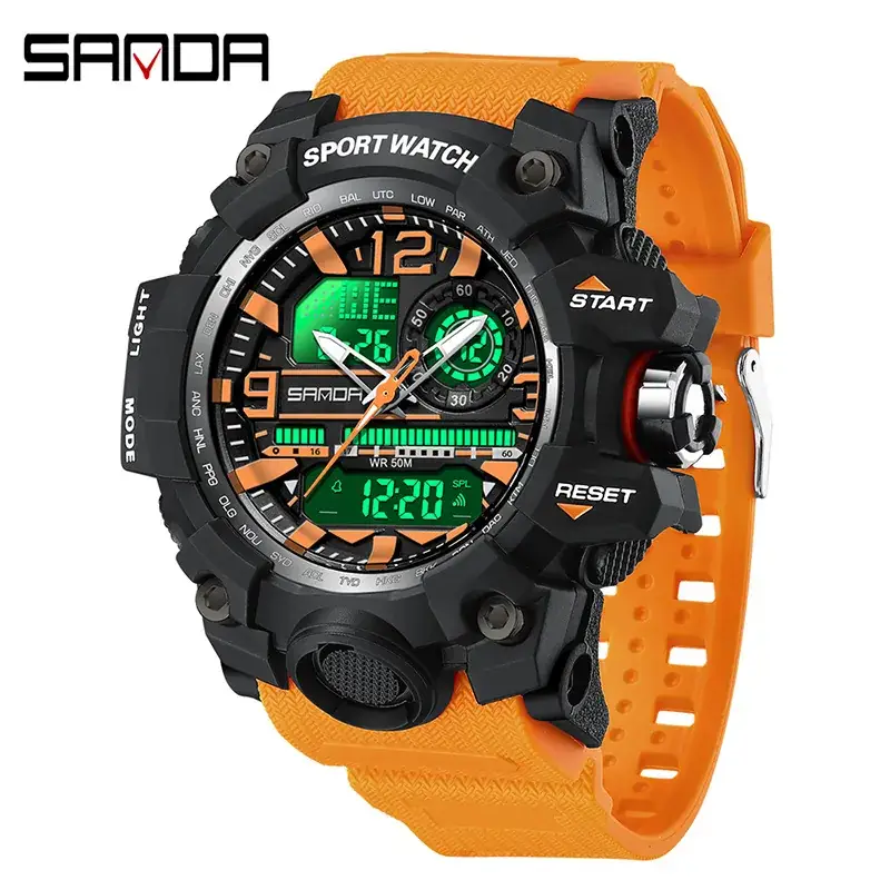 Sanda Sport Watch White Digital Double Display Waterproof - Image 18