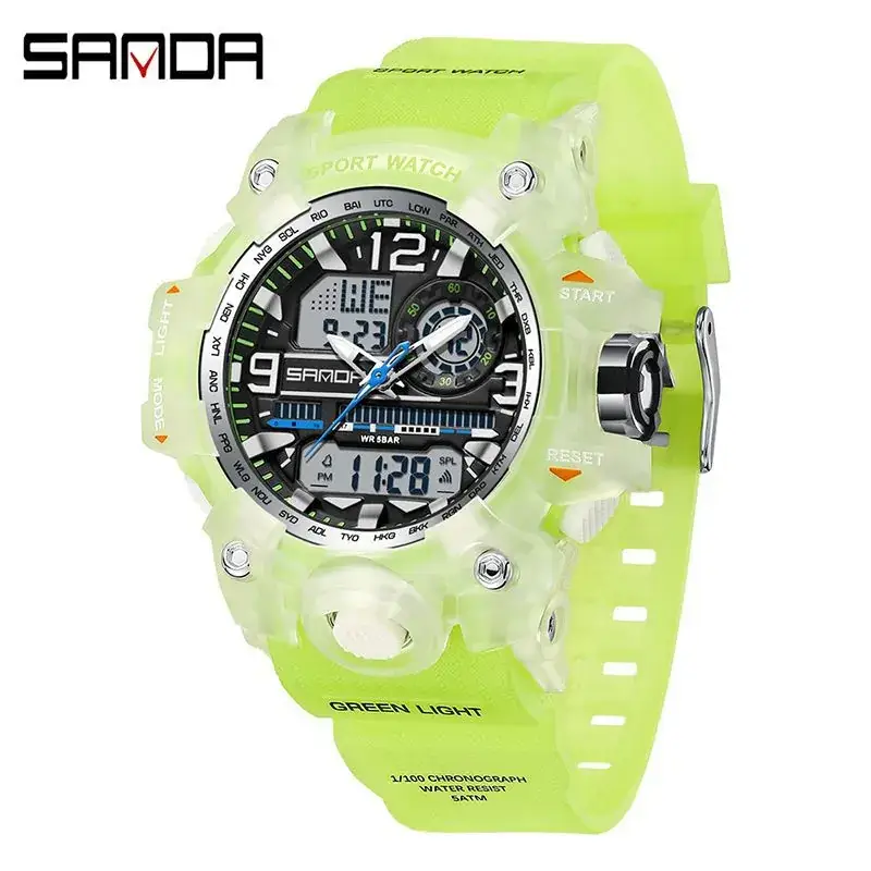 Sanda Sport Watch White Digital Double Display Waterproof - Image 8