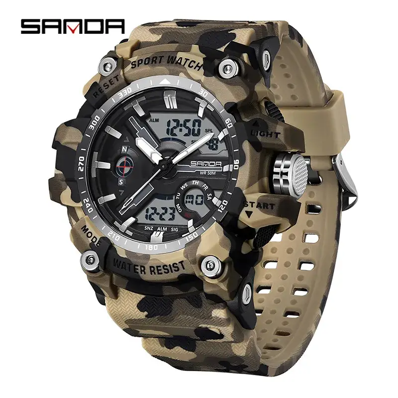 Sanda Sport Watch White Digital Double Display Waterproof - Image 81