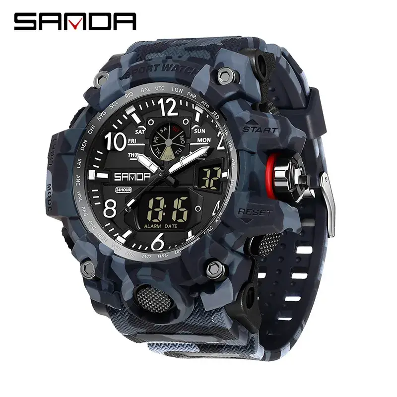 Sanda Sport Watch White Digital Double Display Waterproof - Image 82