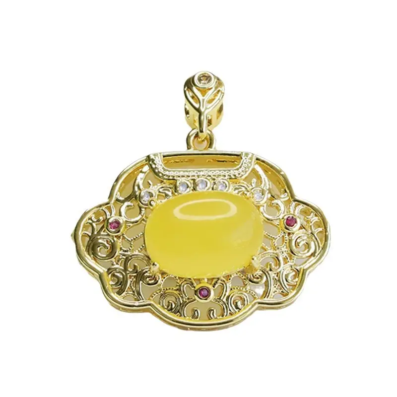 Aiyu Yellow Honey Amber Necklace with Gold Chain - Image 6