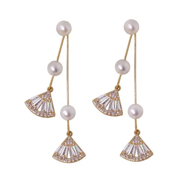 925 Silver Pearl Fan Earrings for Women - Image 5