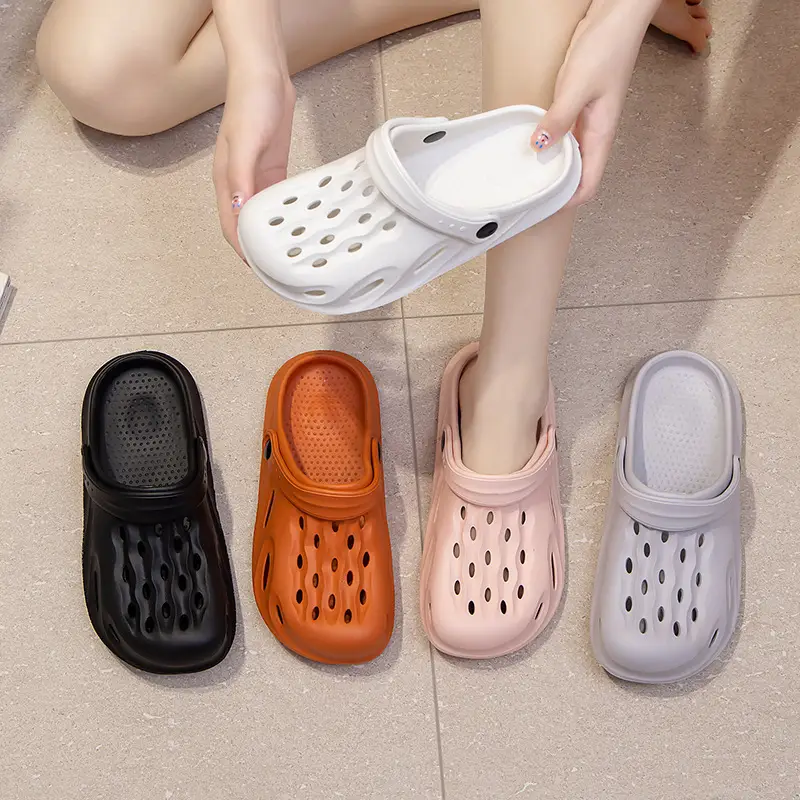 2023 New Summer Croc Shoes Pink & Grey Non-Slip Garden