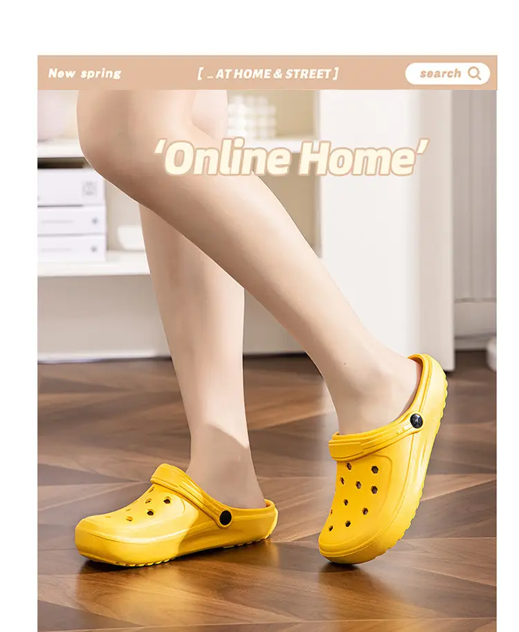 2023 New Summer Croc Shoes Pink & Grey Non-Slip Garden — feature 30