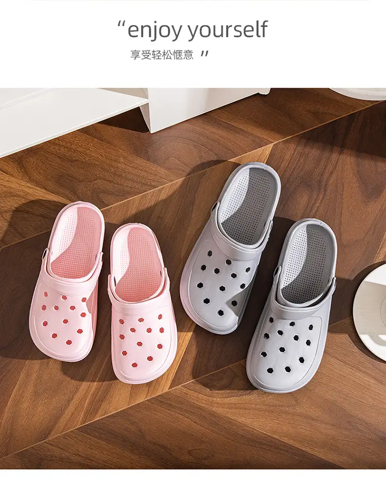 2023 New Summer Croc Shoes Pink & Grey Non-Slip Garden — feature 31