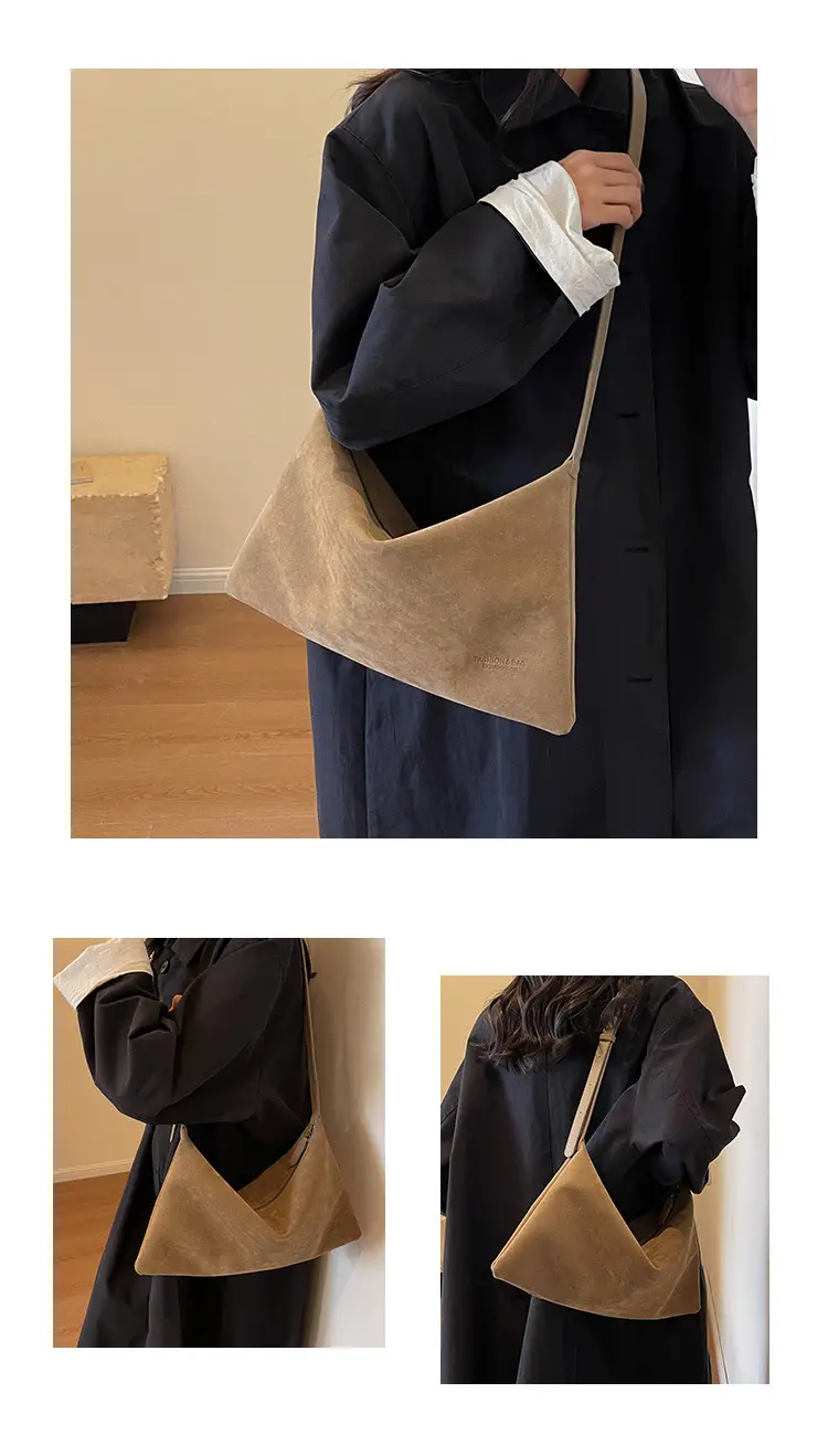Retro Frosted Suede Shoulder Bag Brown Large Capacity — feature 12