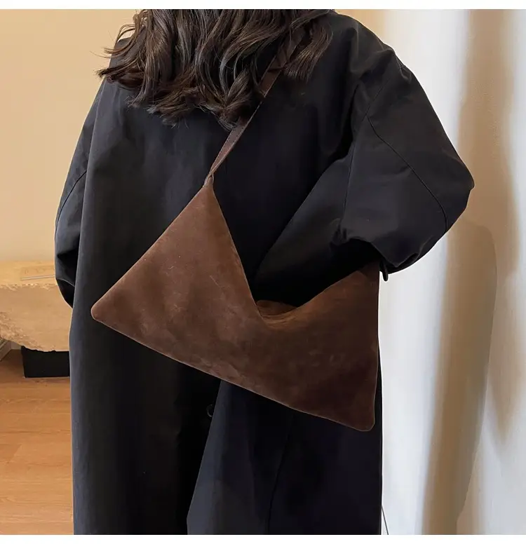 Retro Frosted Suede Shoulder Bag Brown Large Capacity — feature 22