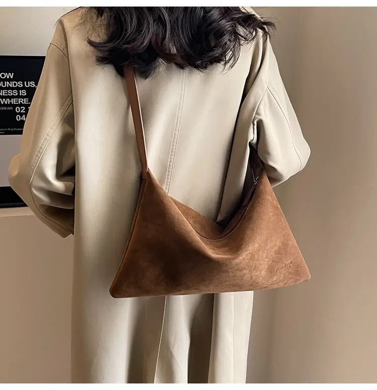 Retro Frosted Suede Shoulder Bag Brown Large Capacity — feature 28