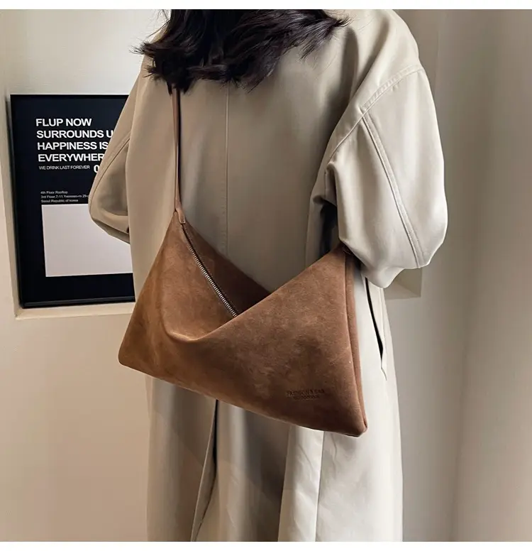 Retro Frosted Suede Shoulder Bag Brown Large Capacity — feature 29