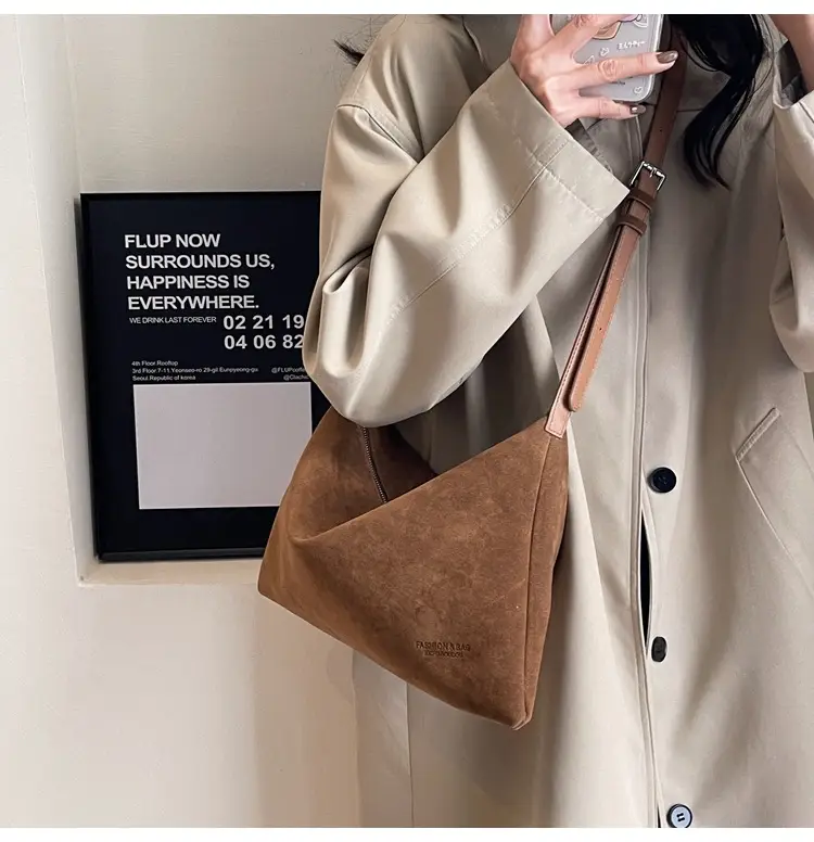 Retro Frosted Suede Shoulder Bag Brown Large Capacity — feature 30
