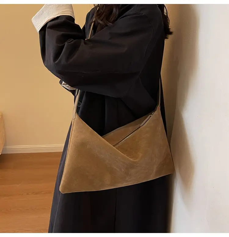 Retro Frosted Suede Shoulder Bag Brown Large Capacity — feature 44