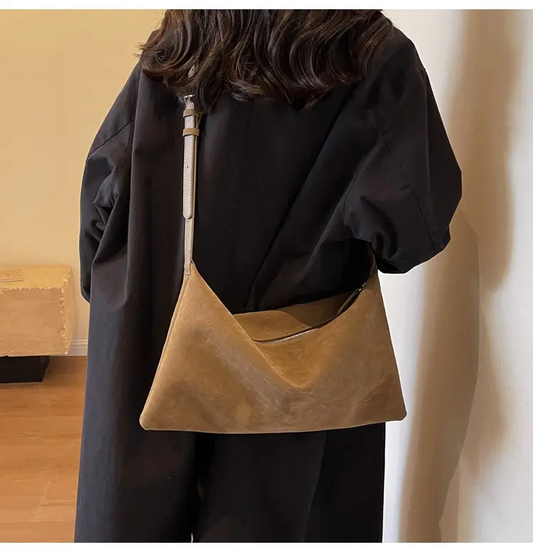 Retro Frosted Suede Shoulder Bag Brown Large Capacity — feature 45